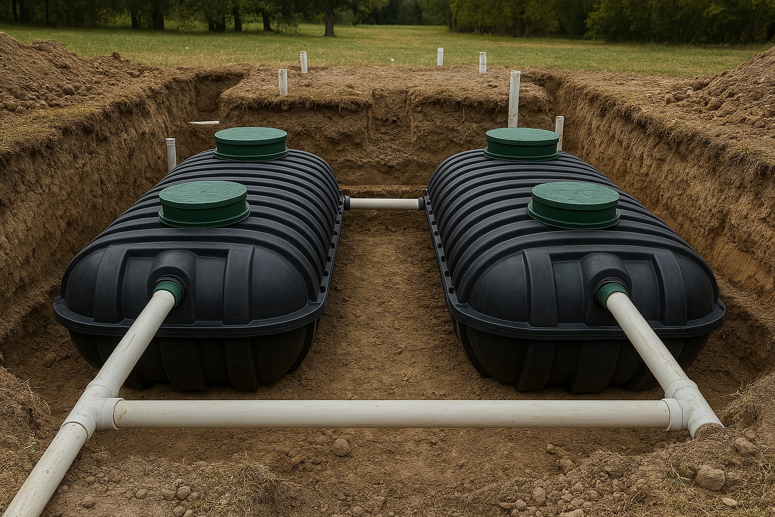 Dual Septic Tanks in the ground