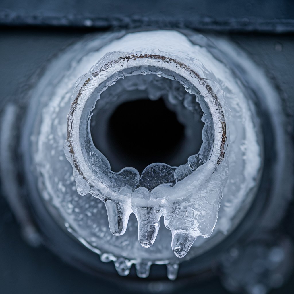 Frozen pipe closeup