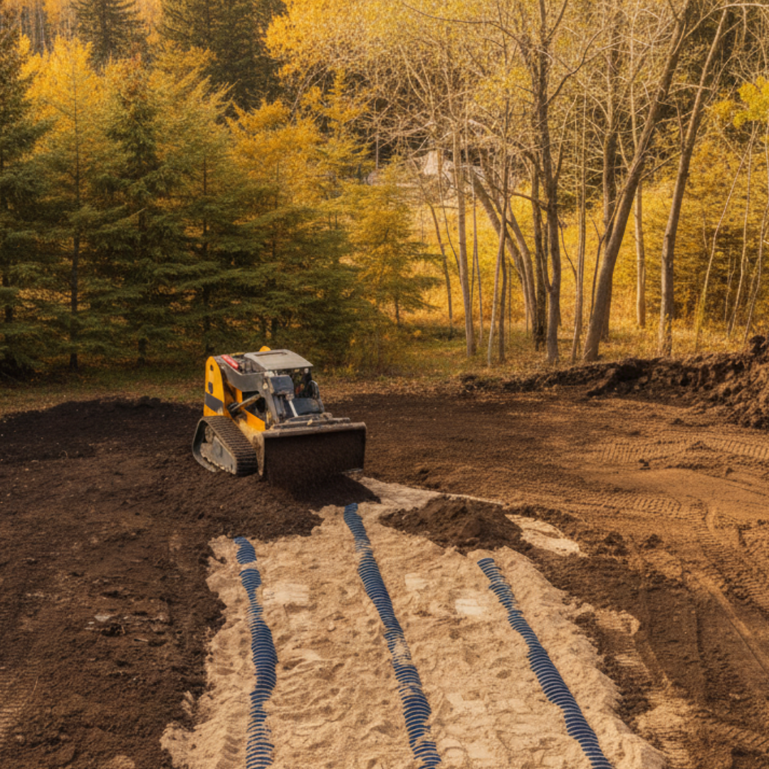 Bobcat working on septic excavation