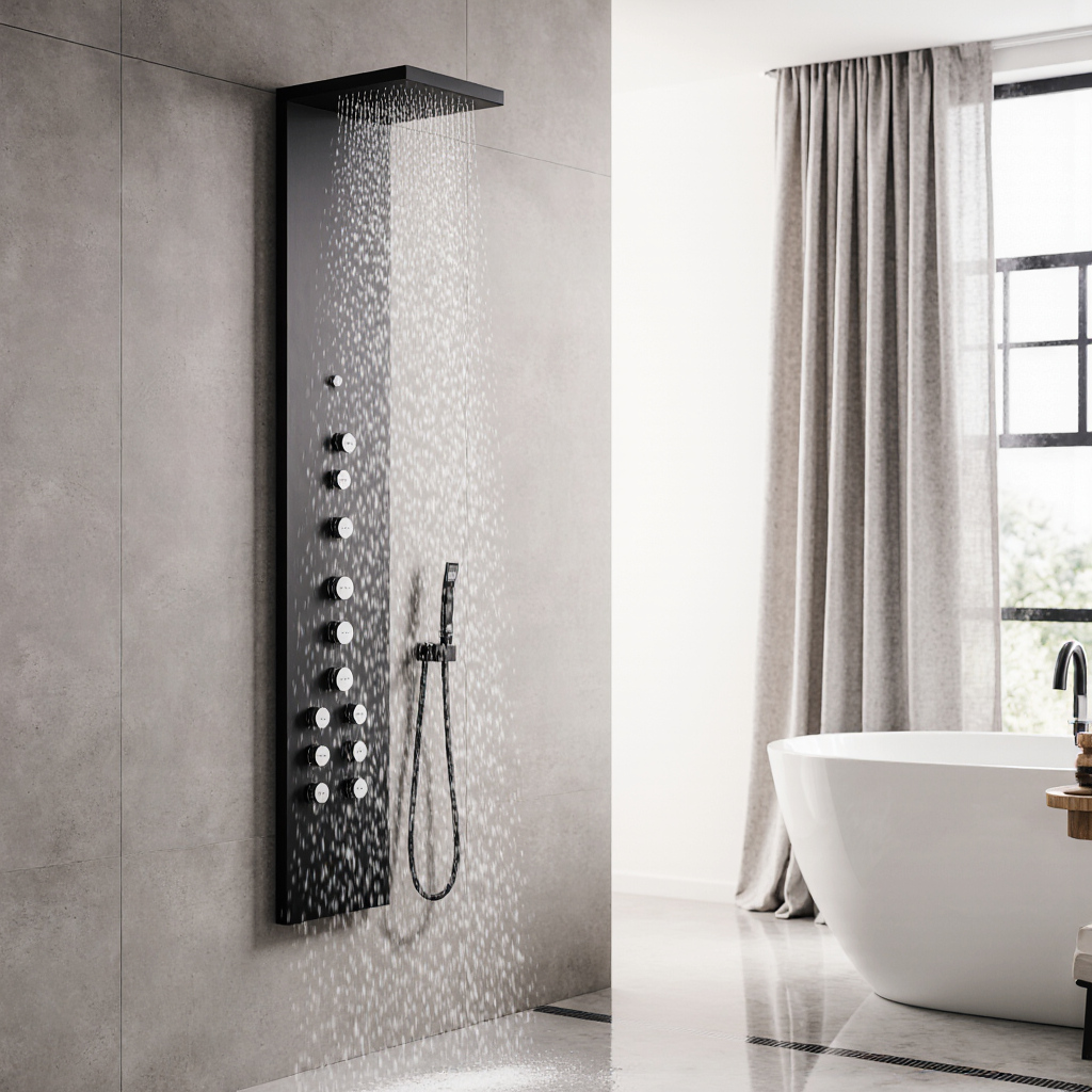 a modern shower system installation