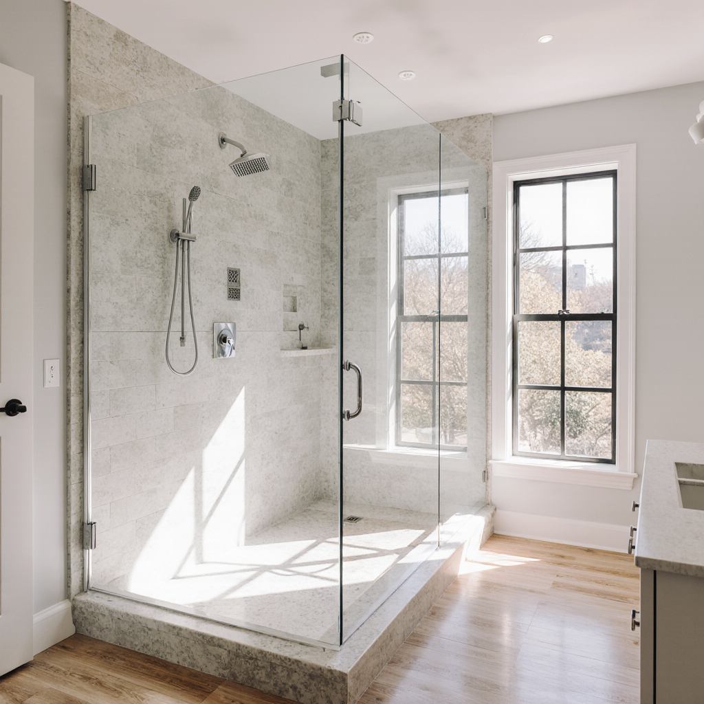 A modern walkin shower
