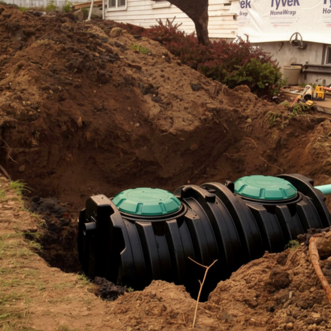 residential septic tank installed