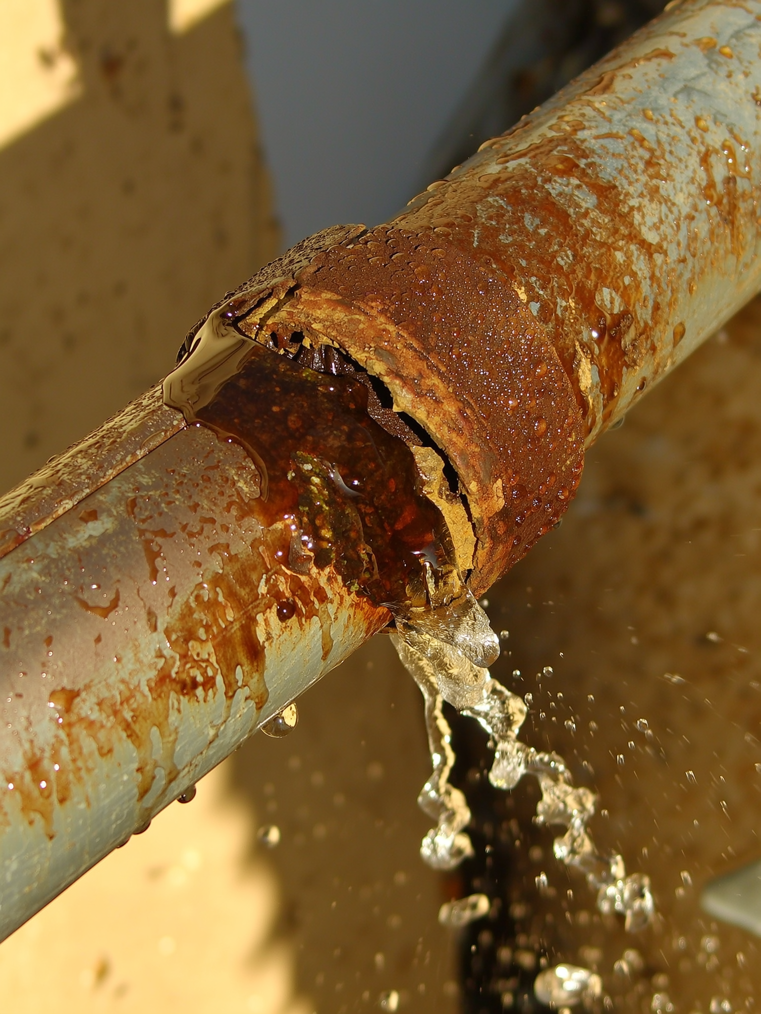 Rusted out burst pipe
